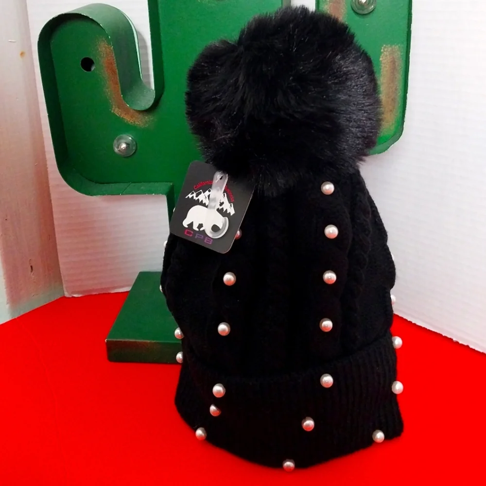 Womens Beanie Warm Hat Fuzzy Knit Ball Cap - Picture 8 of 13